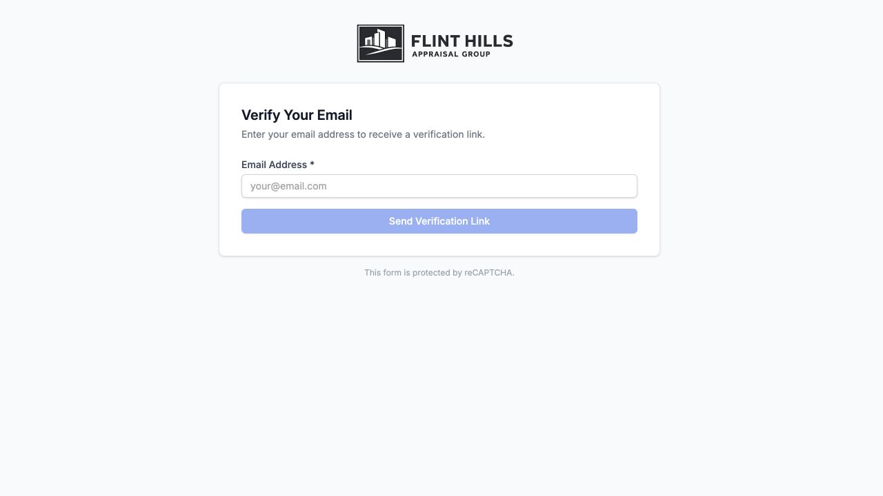 Flint Hills public request form asking the recipient to verify an email address