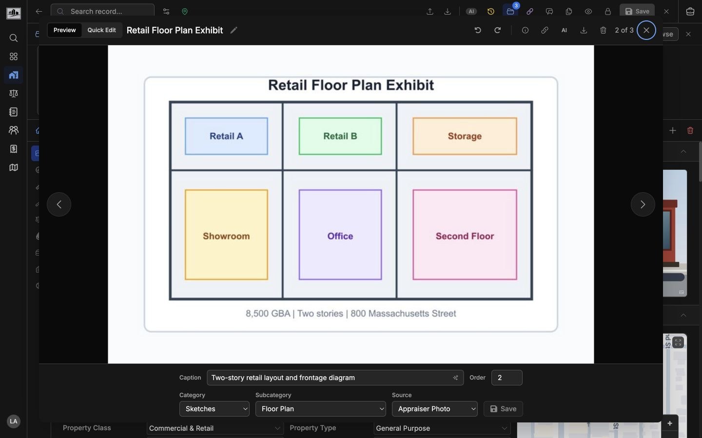 File preview modal with image preview and quick-edit metadata fields